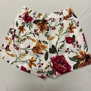 C&C California Linen Floral Shorts Beaded Tassle Women's 6 Pink Belted Waist